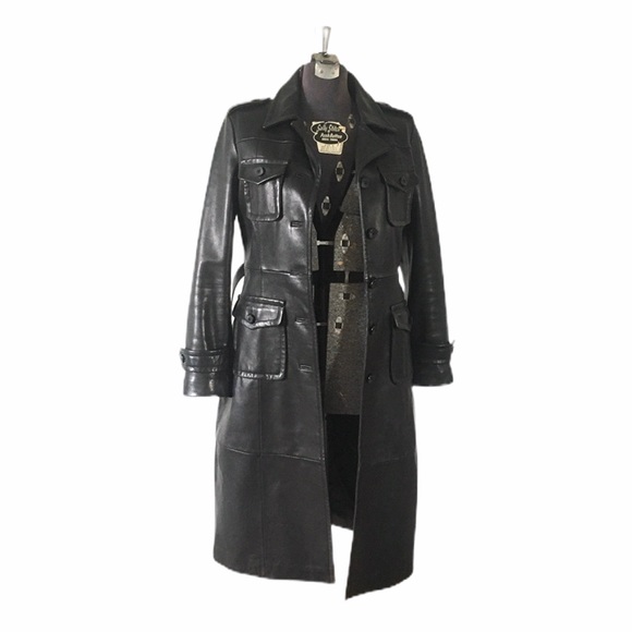 Wilsons Leather Jackets & Blazers - Wilsons Leather Trench Coat Belted Lamb Skin Black